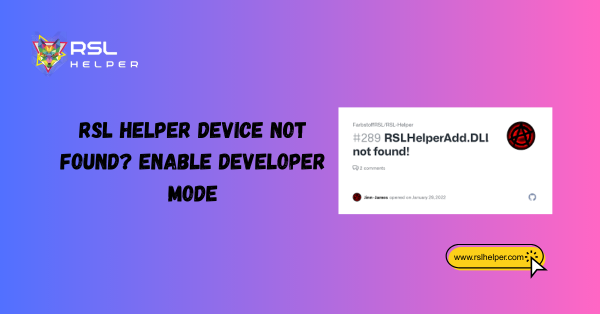 RSL Helper Device Not Found